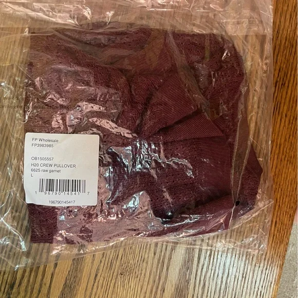 NWT Free People H2O Crew Pullover in Raw Garnet - size L - Picture 7 of 8